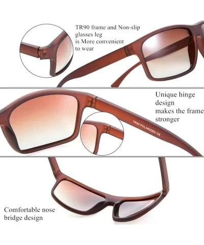 Men Polarized Sunglasses TR90 Outdoor Driving Sport Fashion Glasses - Brown Frame Gradient Brown Lens - CJ18ZCTROQR $15.57 Round