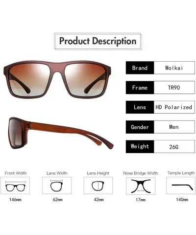 Men Polarized Sunglasses TR90 Outdoor Driving Sport Fashion Glasses - Brown Frame Gradient Brown Lens - CJ18ZCTROQR $15.57 Round