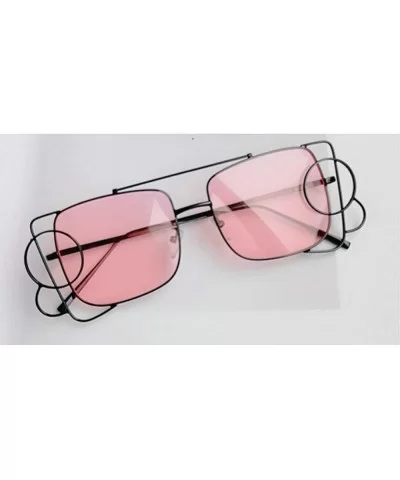 Unique Chic Women Square Sunglasses Brand Designer Avant-garde Trend Street Shooting Glasses Frame - Pink - CI18NC40RC9 $19.5...