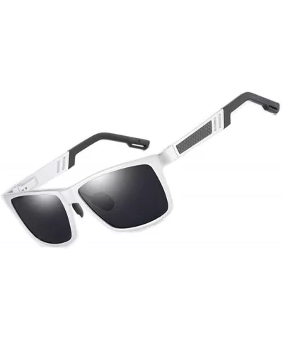 Men's Driving Polarized Sunglasses Al-Mg Metal Frame Ultra Light - Fashion Silver Frame/Grey Lens - CE18QXLL3RC $12.11 Wrap