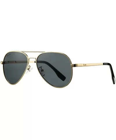 Small Polarized Aviator Sunglasses for Adult Small Face and Junior-52mm - Gold Frame/Black Lens - C0193S3O6ZN $28.39 Aviator