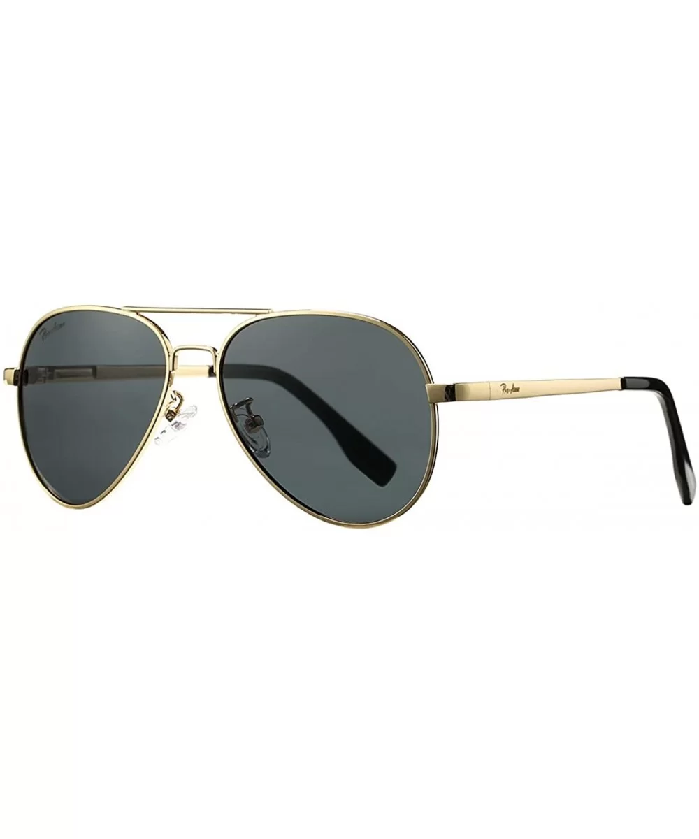 Small Polarized Aviator Sunglasses for Adult Small Face and Junior-52mm - Gold Frame/Black Lens - C0193S3O6ZN $28.39 Aviator