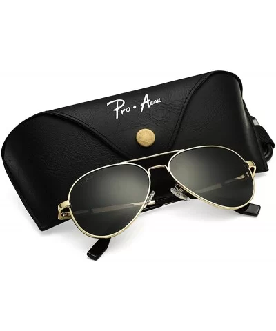 Small Polarized Aviator Sunglasses for Adult Small Face and Junior-52mm - Gold Frame/Black Lens - C0193S3O6ZN $28.39 Aviator