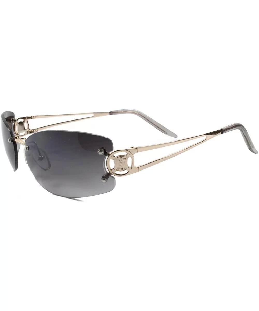 Rimless Rectangle Sunglasses Womens Elegant Slick Design Stylish Frame - Gold & Gray - CI18T30DMQI $18.04 Rimless