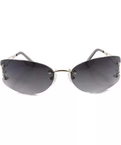 Rimless Rectangle Sunglasses Womens Elegant Slick Design Stylish Frame - Gold & Gray - CI18T30DMQI $18.04 Rimless