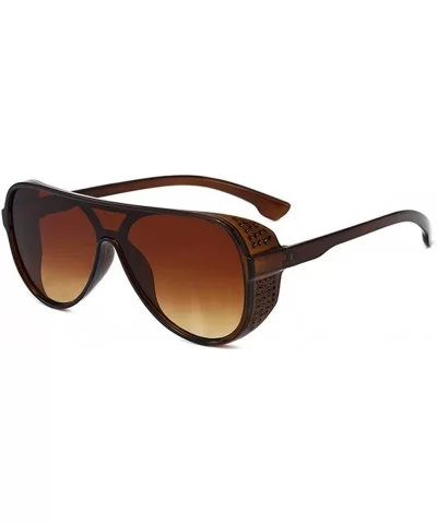 Unisex Steampunk Designer Square Sunglasses(Black) - Brown - CM194X6EZ2R $32.19 Square