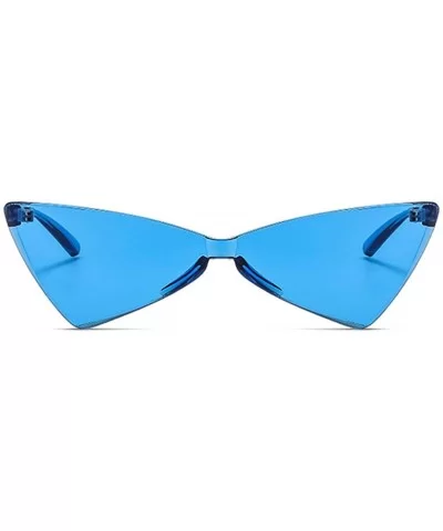 One Piece Rimless Tinted Sunglasses Women Men Clear Colored Cat Eye Triangle Sunglasses - Blue - CQ18QQTM8TU $14.38 Oversized