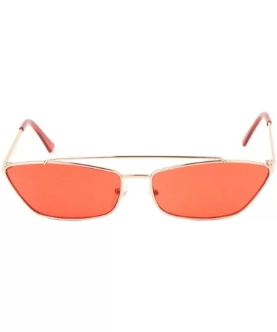 Slim Geometric Sleek Metal Wire Frame Aviator Sunglasses - Rose Gold & Red Frame - C618W40KEQA $13.21 Aviator