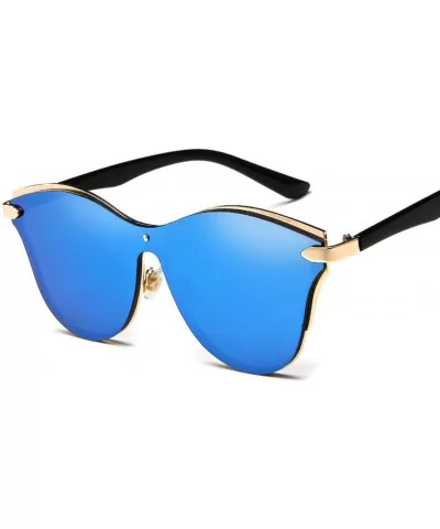 Women's Oversize Polarized Alloy Frame Mirrored Cat Eye Sunglasses Casual Fashion Sunglasses (Color Dark-Blue) - C3197WZ4R5K ...