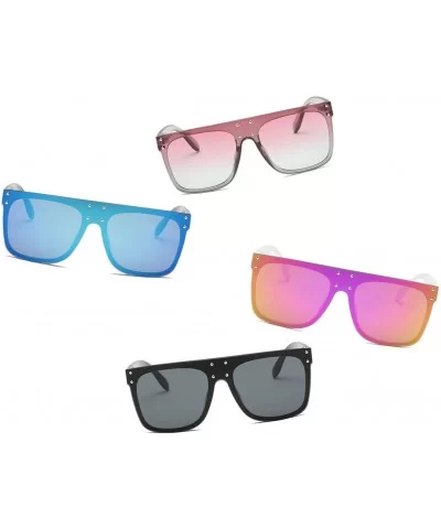 Retro Vintage Flat Lens Mirrored Square Oversized Sunglasses - Black - CH18I0EXM6T $12.43 Oversized