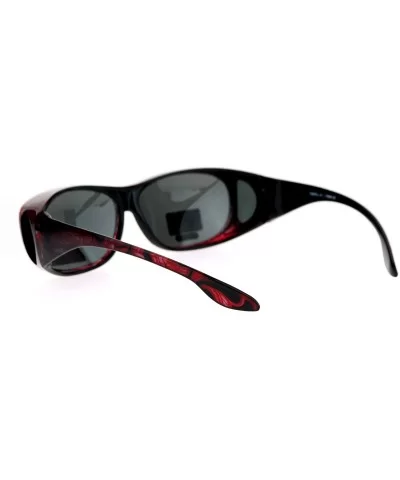 Polarized Lens OTG Sunglasses Fit Over Glasses Oval Rectangular Anti-Glare - Red Print - CA188LE089N $20.08 Rectangular