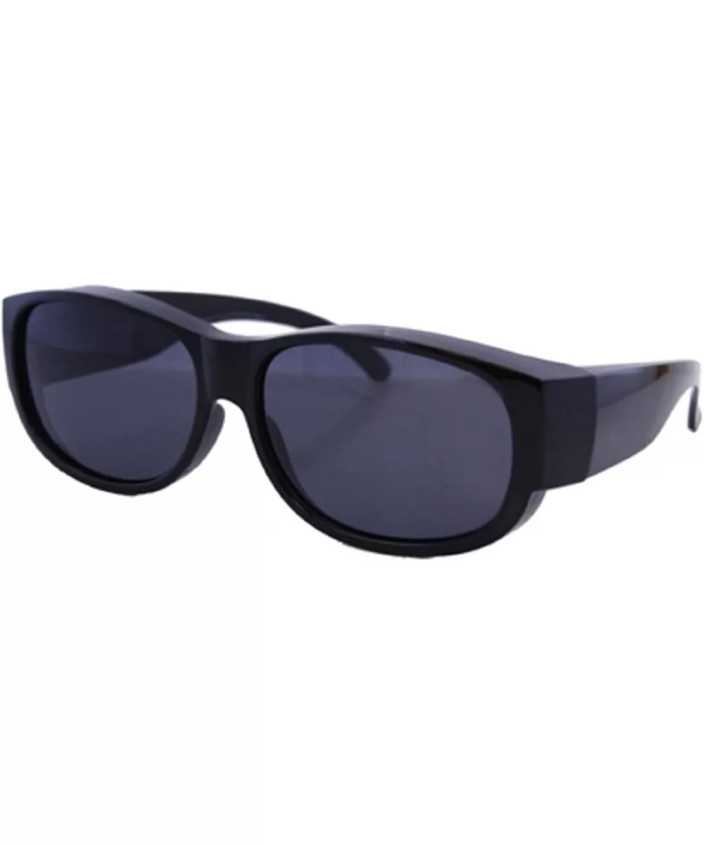 Medium Polarized Sun Shield Fit Over Sunglasses Wear Over Glasses - Black - CK12MAACNDW $21.33 Square