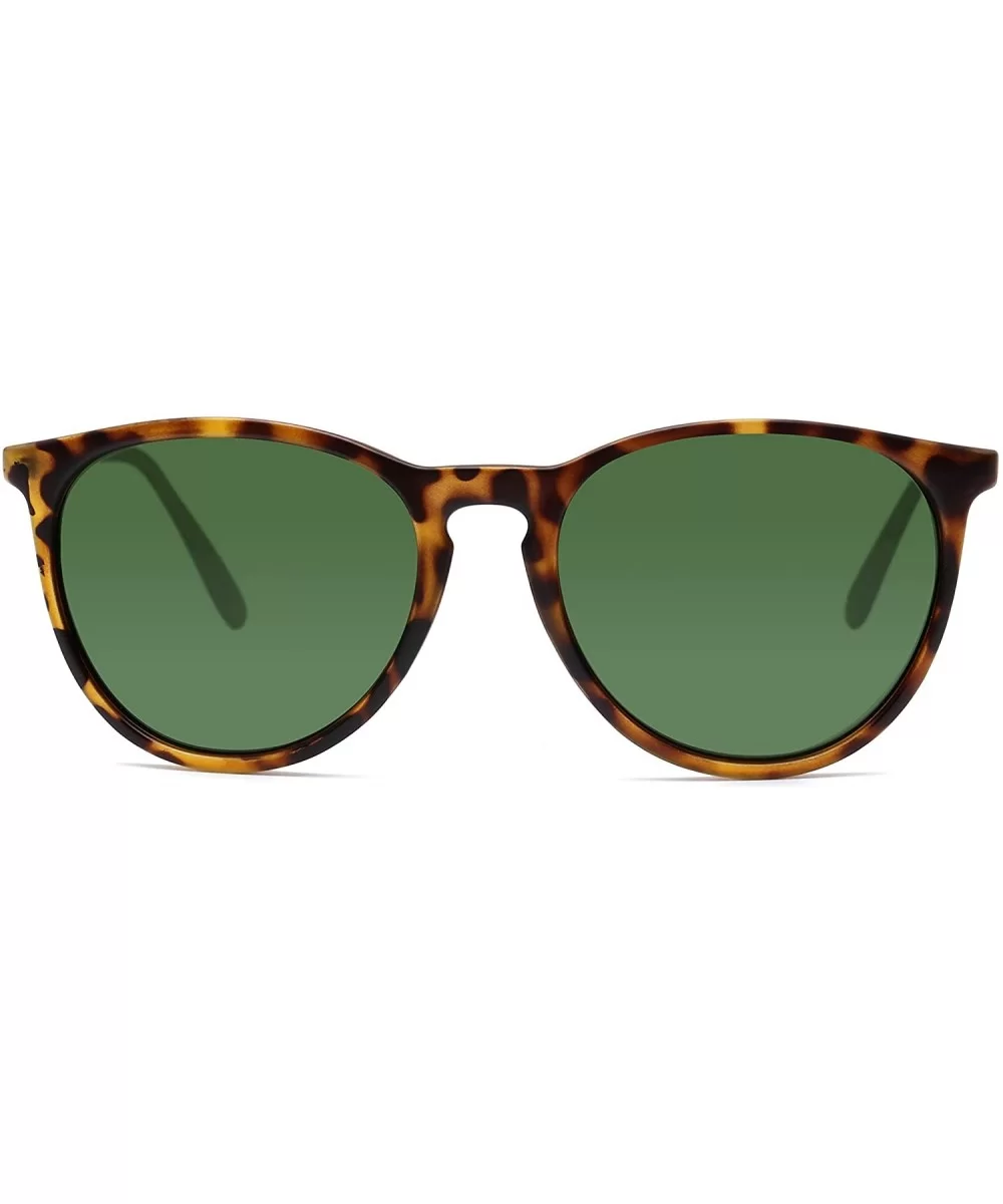 Classic Trendy Stylish Vintage Round Sunglasses for mens women - Dark Tortoise Frame- Dark Green Eyeglass - CJ18K47TZMS $26.7...