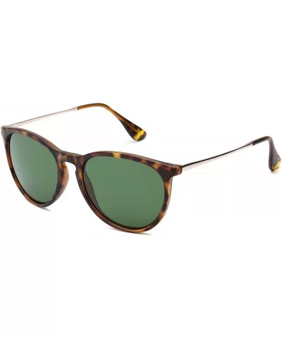 Classic Trendy Stylish Vintage Round Sunglasses for mens women - Dark Tortoise Frame- Dark Green Eyeglass - CJ18K47TZMS $26.7...