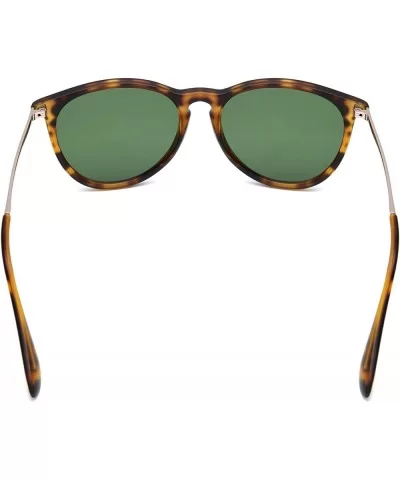 Classic Trendy Stylish Vintage Round Sunglasses for mens women - Dark Tortoise Frame- Dark Green Eyeglass - CJ18K47TZMS $26.7...