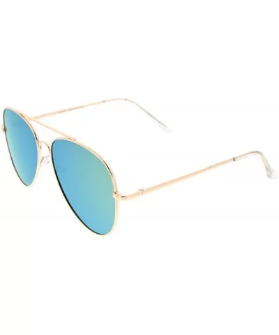 Large Metal Frame Colored Mirror Flat Lens Aviator Sunglasses 60mm - Gold / Yellow Mirror - C512LZRTYOV $12.04 Aviator