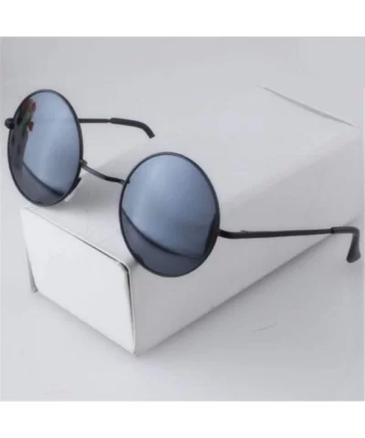 Vintage Round Sunglasses Women Sun Glasses Gold Alloy Circle Men Feminine Goggles - Black - CZ198AH8L2Y $27.77 Oval