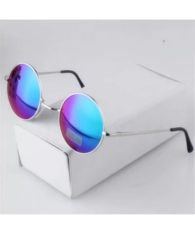 Vintage Round Sunglasses Women Sun Glasses Gold Alloy Circle Men Feminine Goggles - Black - CZ198AH8L2Y $27.77 Oval