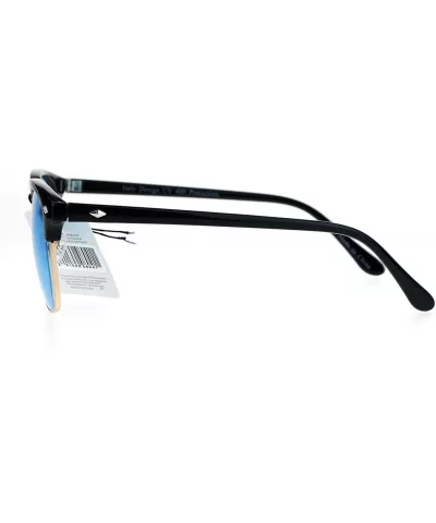 Mens Color Lens Half Horn Rim Classic Hipster DJ Sunglasses - Blue - CX12NW19C7C $12.33 Rectangular