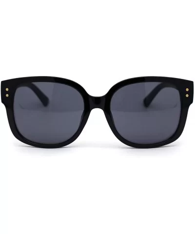 Womens Rectangular Chic Butterfly Designer Fashion Mod Sunglasses - All Black - CT193MSUUGR $13.62 Butterfly