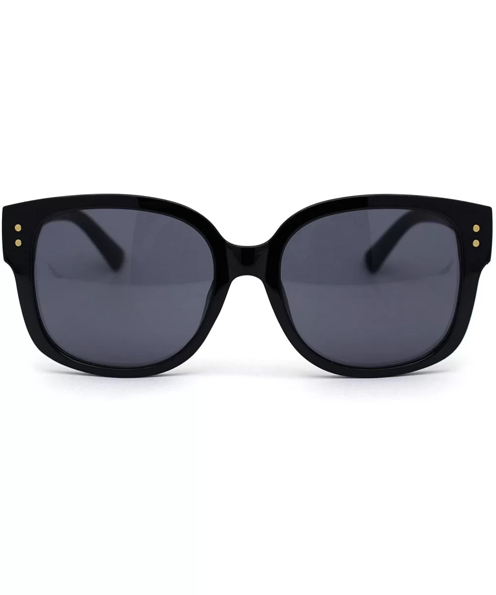 Womens Rectangular Chic Butterfly Designer Fashion Mod Sunglasses - All Black - CT193MSUUGR $13.62 Butterfly