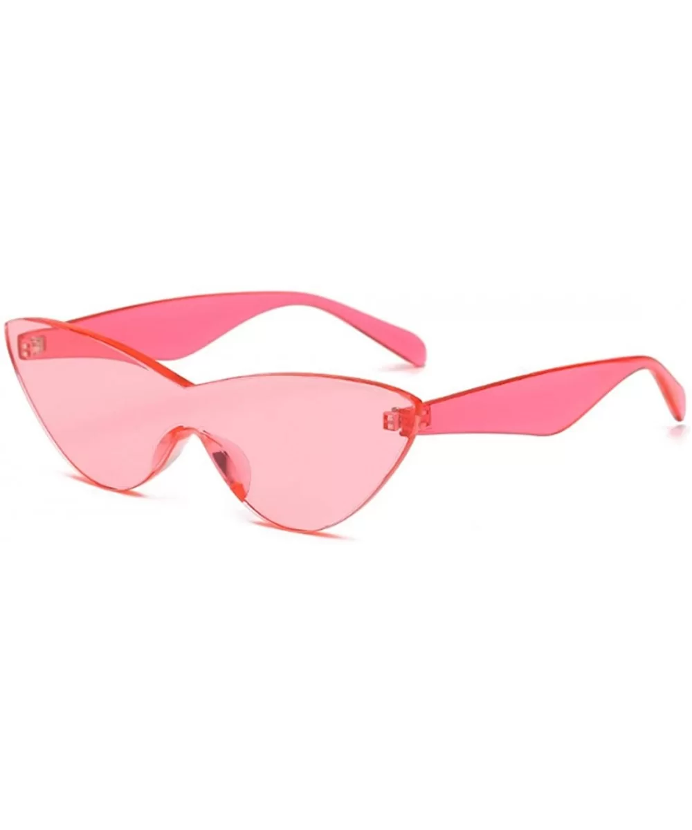 Unisex half moon Plastic Lenses Candy Colors Cat Eye Sunglasses - Pink - C318NLSGHLK $13.66 Rectangular