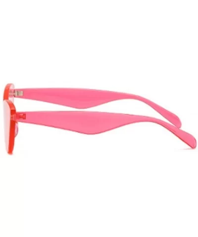 Unisex half moon Plastic Lenses Candy Colors Cat Eye Sunglasses - Pink - C318NLSGHLK $13.66 Rectangular