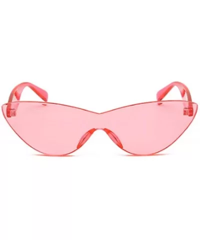 Unisex half moon Plastic Lenses Candy Colors Cat Eye Sunglasses - Pink - C318NLSGHLK $13.66 Rectangular