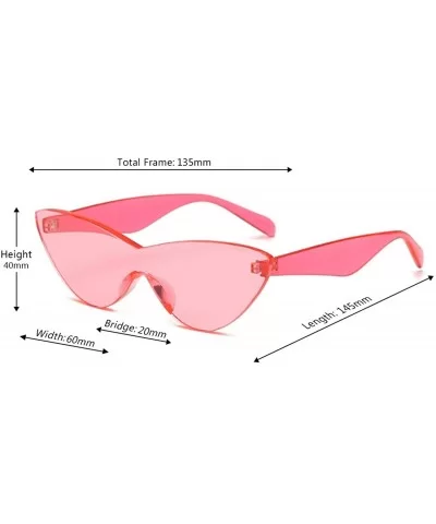 Unisex half moon Plastic Lenses Candy Colors Cat Eye Sunglasses - Pink - C318NLSGHLK $13.66 Rectangular