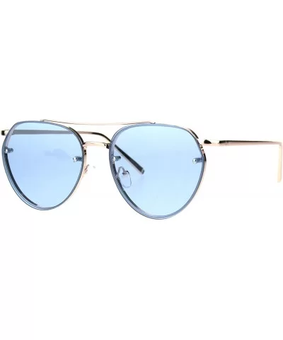 Womens Sunglasses Triangular Aviators Rims Behind Lens Color Lens UV 400 - Gold (Blue) - CQ186423WQN $15.58 Aviator