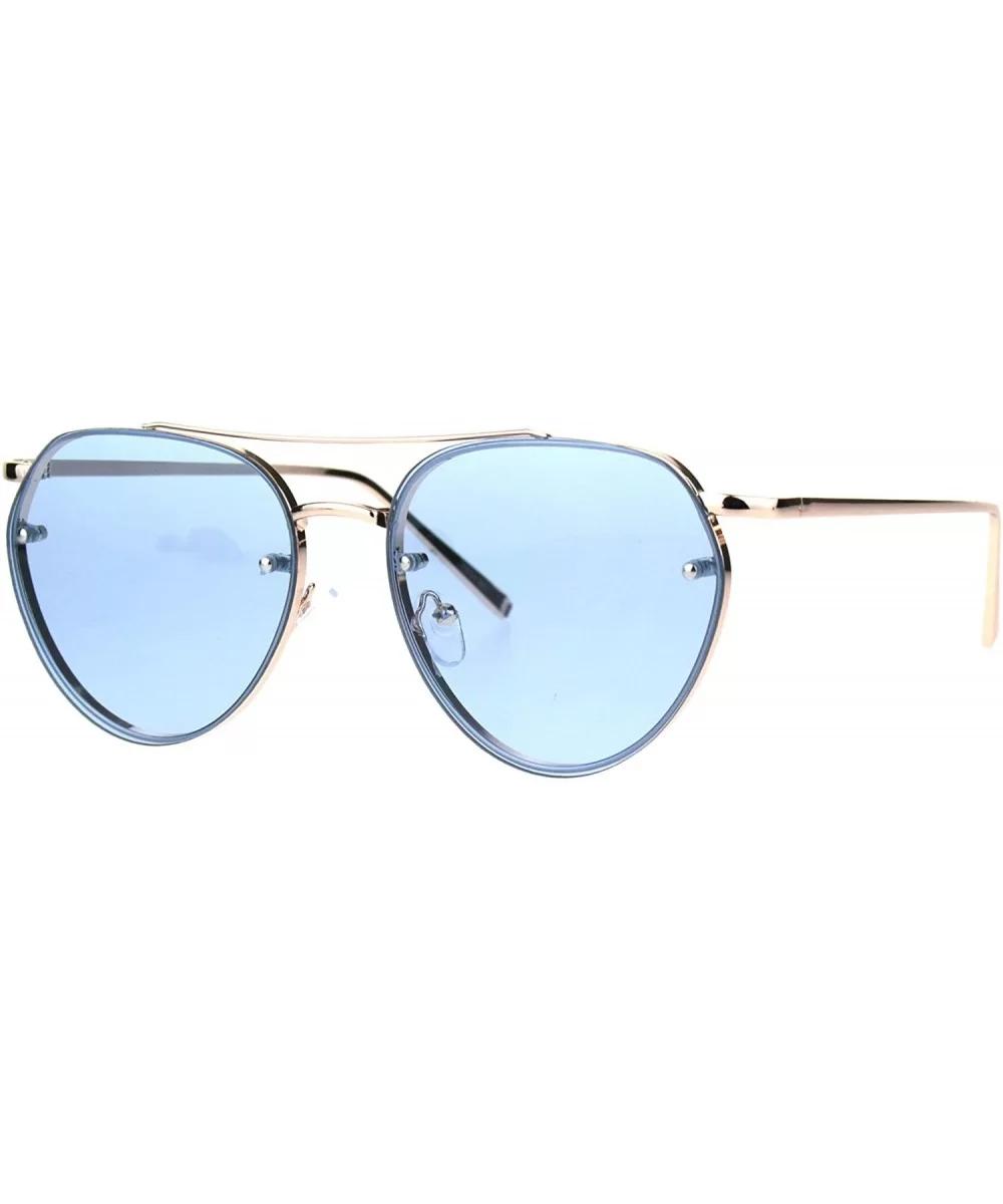 Womens Sunglasses Triangular Aviators Rims Behind Lens Color Lens UV 400 - Gold (Blue) - CQ186423WQN $15.58 Aviator