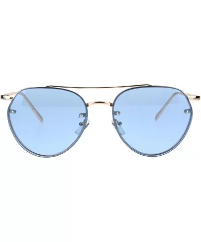 Womens Sunglasses Triangular Aviators Rims Behind Lens Color Lens UV 400 - Gold (Blue) - CQ186423WQN $15.58 Aviator