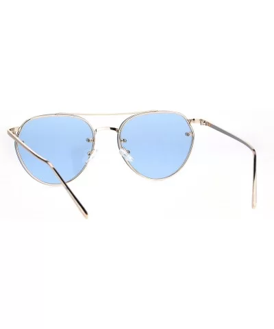 Womens Sunglasses Triangular Aviators Rims Behind Lens Color Lens UV 400 - Gold (Blue) - CQ186423WQN $15.58 Aviator