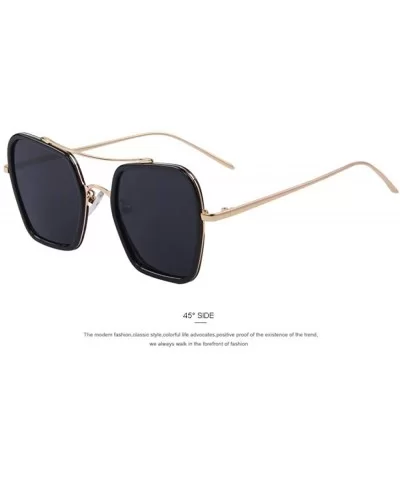 Fashion Women Square Sunglasses Double Bridge Design Summer Sunglasses C04 Blue - C04 Blue - CN18YQN7875 $14.57 Square