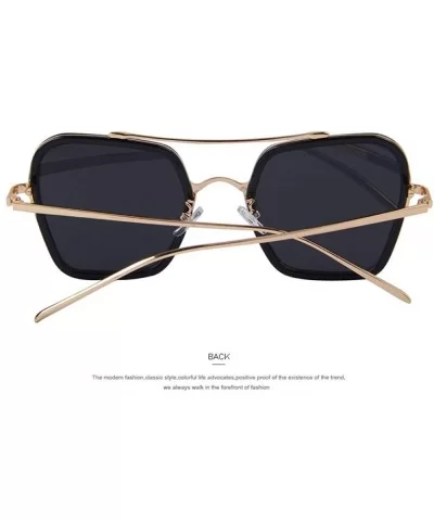 Fashion Women Square Sunglasses Double Bridge Design Summer Sunglasses C04 Blue - C04 Blue - CN18YQN7875 $14.57 Square