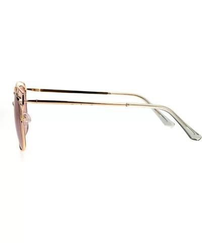 Womens Oceanic Color Lens Wire Half Metal Rim Retro Fashion Sunglasses - Pink - CH183LW0DZY $16.81 Rectangular