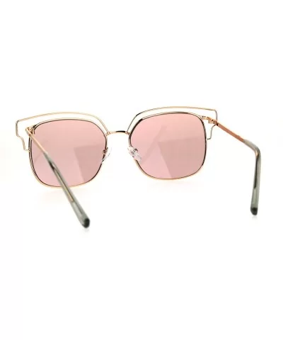 Womens Oceanic Color Lens Wire Half Metal Rim Retro Fashion Sunglasses - Pink - CH183LW0DZY $16.81 Rectangular