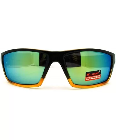 Mens Sunglasses Sporty Fashion Wrap Frame Reflective Lens - Black Yellow - CR11HHPFD6T $12.79 Sport