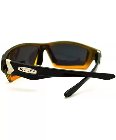 Mens Sunglasses Sporty Fashion Wrap Frame Reflective Lens - Black Yellow - CR11HHPFD6T $12.79 Sport