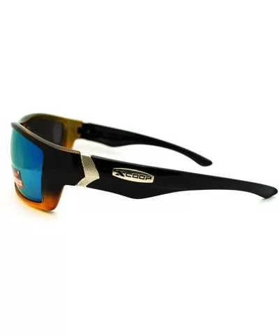 Mens Sunglasses Sporty Fashion Wrap Frame Reflective Lens - Black Yellow - CR11HHPFD6T $12.79 Sport