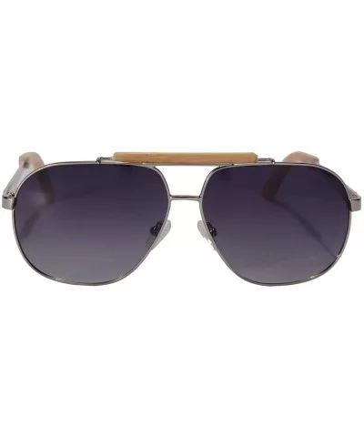 Men's Metal Polarized Sunglasses Classic UV400 Wooden Sun Glasses - 1567 - Silver/Nature Bamboo - C3189I5M563 $32.39 Aviator