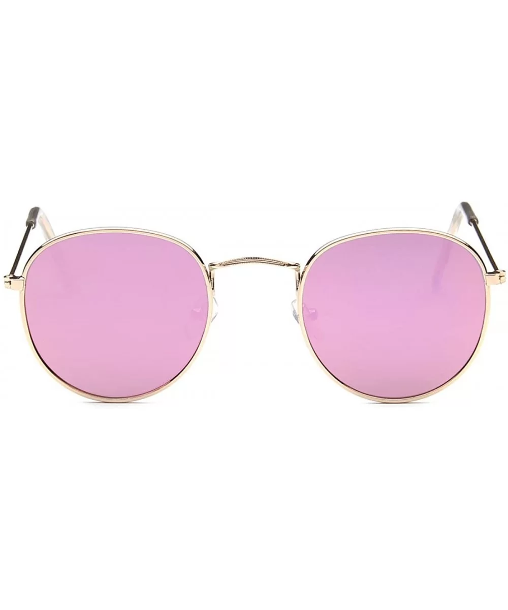 Women's Classic Round Mirrored Lens Vintage Sunglasses - Gold - CT18OZ3IK8M $12.89 Round