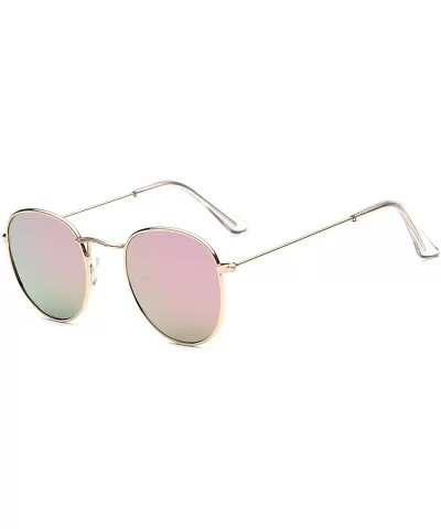 Women's Classic Round Mirrored Lens Vintage Sunglasses - Gold - CT18OZ3IK8M $12.89 Round