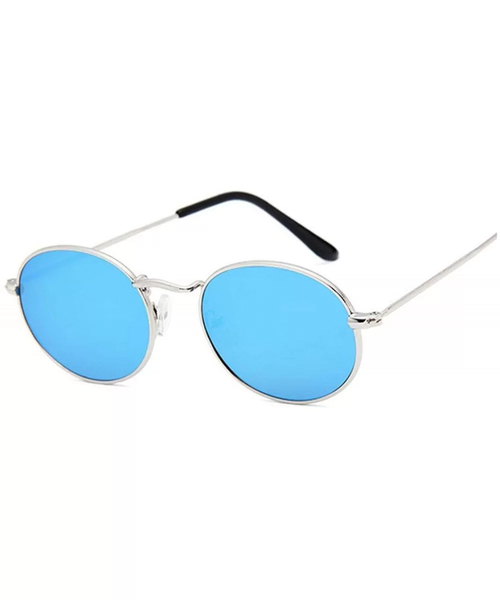 Retro Round Pink Sunglasses Women Er Sun Glasses Alloy Mirror Female Oculos De Sol Brown - Silverblue - CM198AHMIL5 $43.92 Sq...