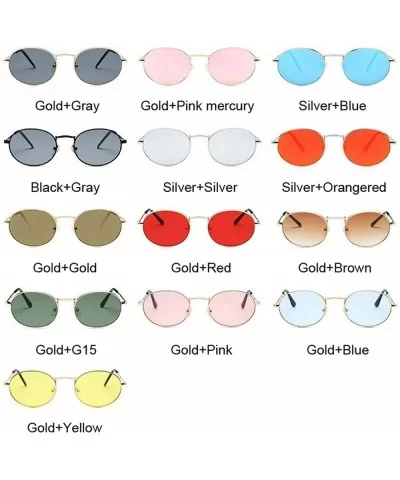 Retro Round Pink Sunglasses Women Er Sun Glasses Alloy Mirror Female Oculos De Sol Brown - Silverblue - CM198AHMIL5 $43.92 Sq...