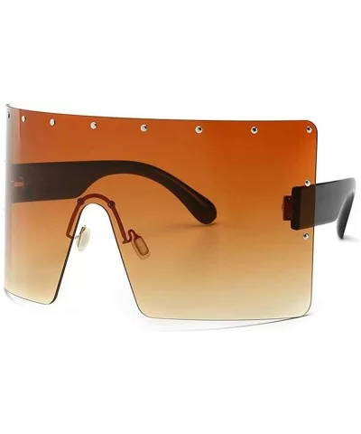 Men New Large Frame Rivets Sunglasses Fashion Windproof Women Sun Glasses Anti-peeping glasses - Brown - CI18T9NOHX2 $17.29 S...