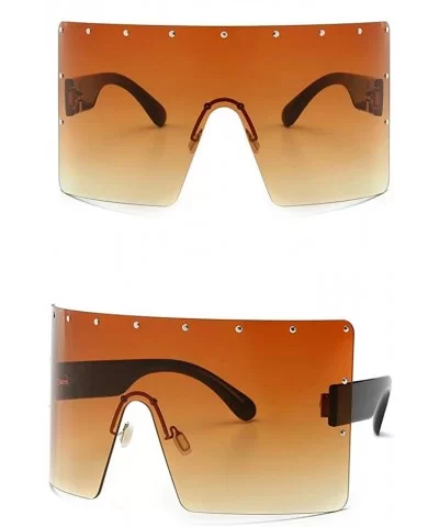 Men New Large Frame Rivets Sunglasses Fashion Windproof Women Sun Glasses Anti-peeping glasses - Brown - CI18T9NOHX2 $17.29 S...