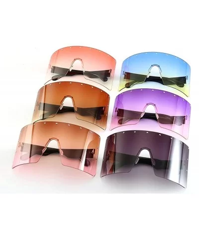 Men New Large Frame Rivets Sunglasses Fashion Windproof Women Sun Glasses Anti-peeping glasses - Brown - CI18T9NOHX2 $17.29 S...