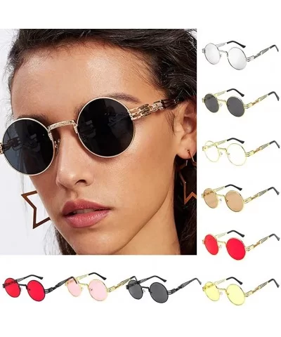 Vintage Small Round Sunglasses Retro Polarized Sunglasses Classic Metal Frame Hippie Sun Glasses for Women Men - C31907683QL ...