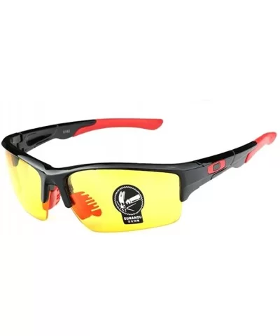 Men's HD Night View Driving Glasses Anti-Glare Rain Day Night Vision Cycling Sunglasses - Black/Red82 - CY18D5UQ58Q $20.68 Sport